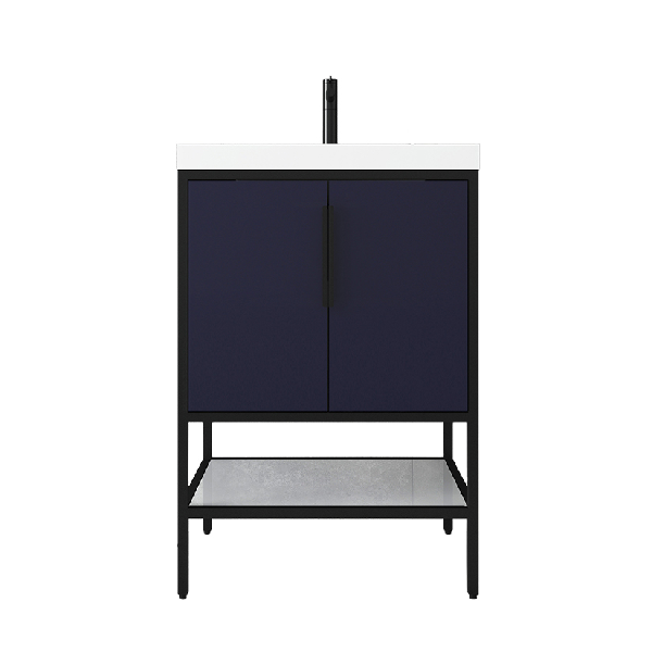 Marinus Freestanding Bathroom Vanity With Reinforced Acrylic Sink, Doors & Open Storage Shelves