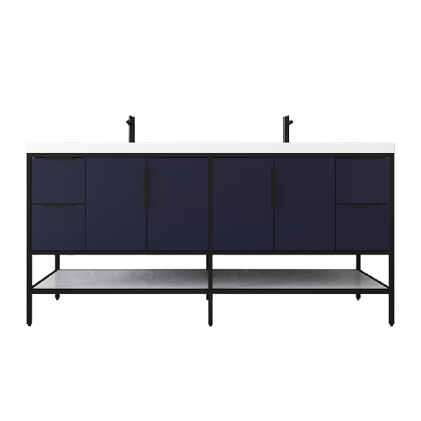 Marinus Freestanding Bathroom Vanity With Reinforced Acrylic Sink, Doors & Open Storage Shelves