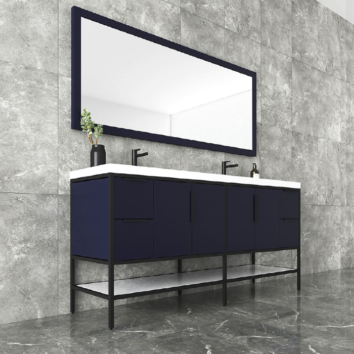 Marinus Freestanding Bathroom Vanity With Reinforced Acrylic Sink, Doors & Open Storage Shelves