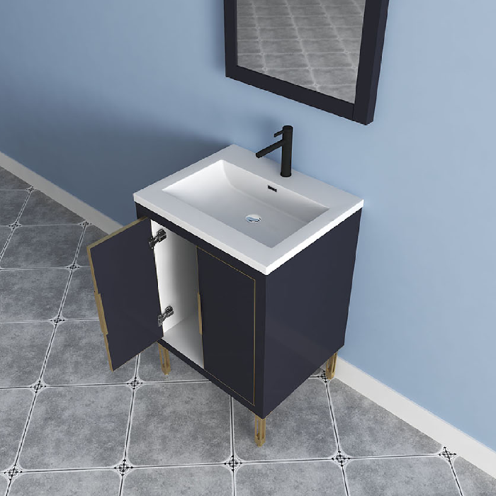Maronite Freestanding Bathroom Vanity With Acrylic Sink Top, Doors & Drawers