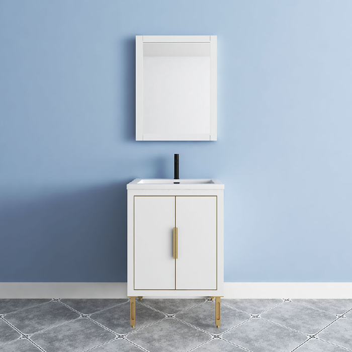 Maronite Freestanding Bathroom Vanity With Acrylic Sink Top, Doors & Drawers