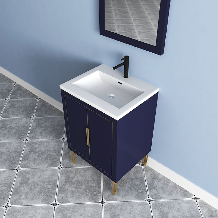 Maronite Freestanding Bathroom Vanity With Acrylic Sink Top, Doors & Drawers