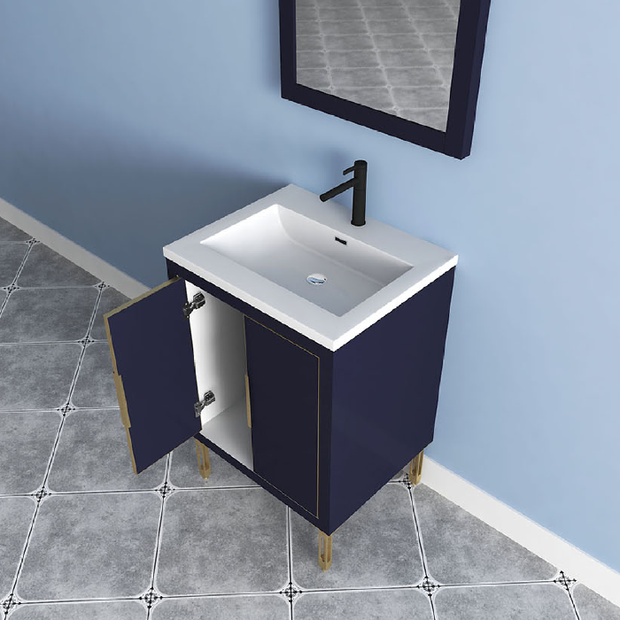 Maronite Freestanding Bathroom Vanity With Acrylic Sink Top, Doors & Drawers
