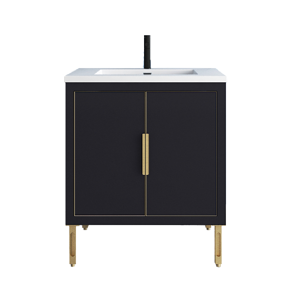 Maronite Freestanding Bathroom Vanity With Acrylic Sink Top, Doors & Drawers