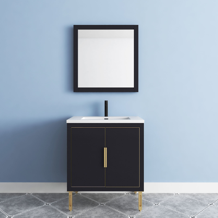 Maronite Freestanding Bathroom Vanity With Acrylic Sink Top, Doors & Drawers