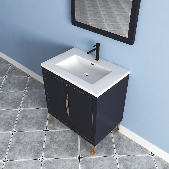 Maronite Freestanding Bathroom Vanity With Acrylic Sink Top, Doors & Drawers