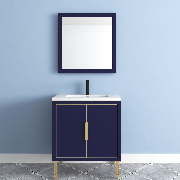 Maronite Freestanding Bathroom Vanity With Acrylic Sink Top, Doors & Drawers
