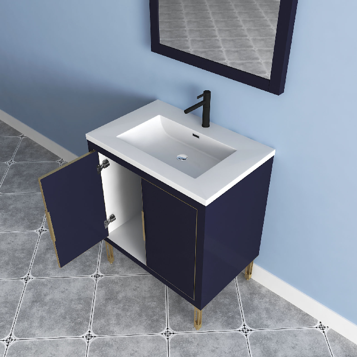 Maronite Freestanding Bathroom Vanity With Acrylic Sink Top, Doors & Drawers