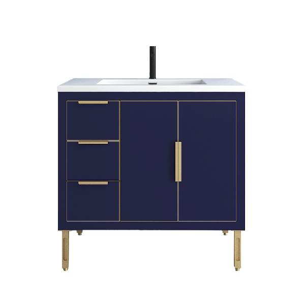 Maronite Freestanding Bathroom Vanity With Acrylic Sink Top, Doors & Drawers