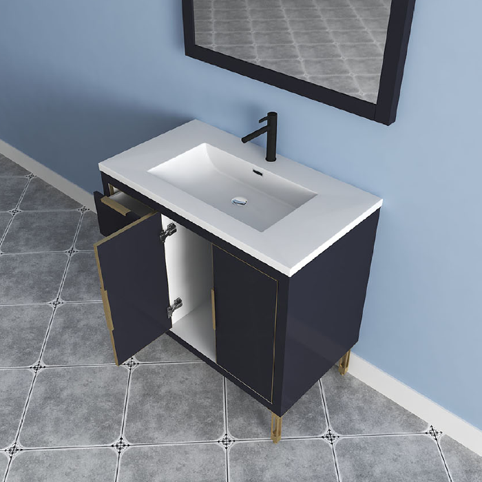Maronite Freestanding Bathroom Vanity With Acrylic Sink Top, Doors & Drawers