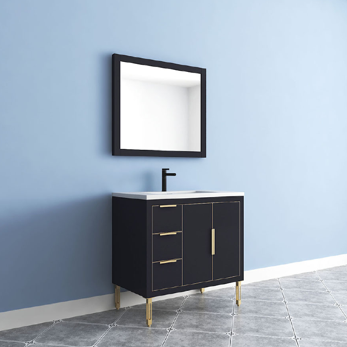 Maronite Freestanding Bathroom Vanity With Acrylic Sink Top, Doors & Drawers