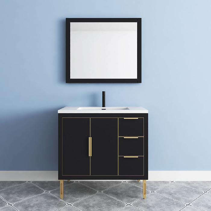 Maronite Freestanding Bathroom Vanity With Acrylic Sink Top, Doors & Drawers