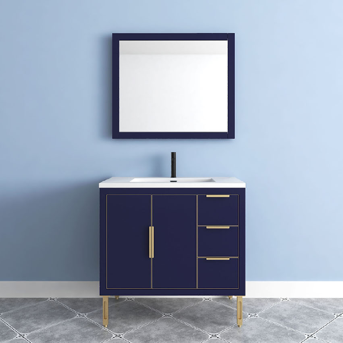 Maronite Freestanding Bathroom Vanity With Acrylic Sink Top, Doors & Drawers
