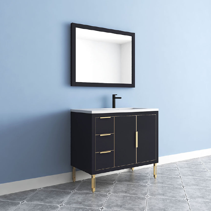 Maronite Freestanding Bathroom Vanity With Acrylic Sink Top, Doors & Drawers