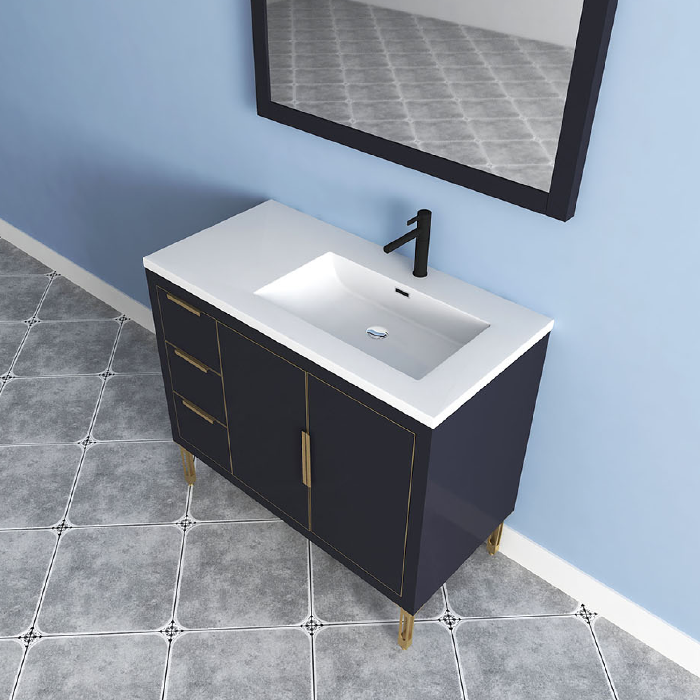 Maronite Freestanding Bathroom Vanity With Acrylic Sink Top, Doors & Drawers
