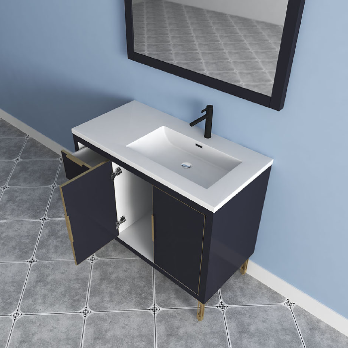 Maronite Freestanding Bathroom Vanity With Acrylic Sink Top, Doors & Drawers