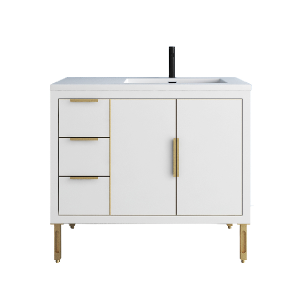 Maronite Freestanding Bathroom Vanity With Acrylic Sink Top, Doors & Drawers