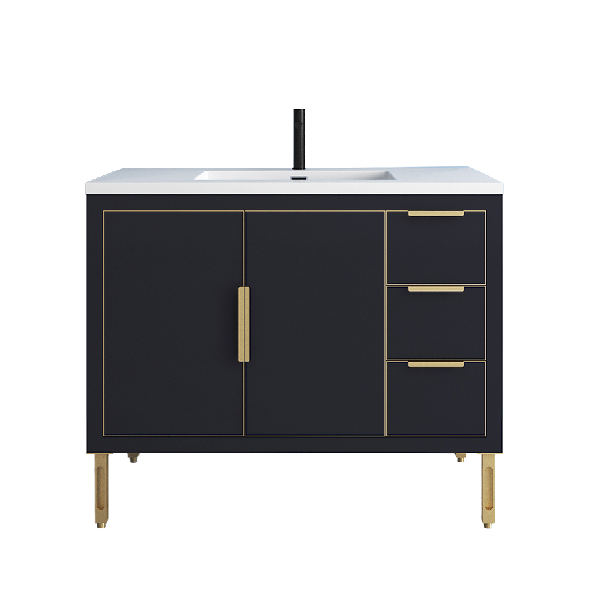 Maronite Freestanding Bathroom Vanity With Acrylic Sink Top, Doors & Drawers