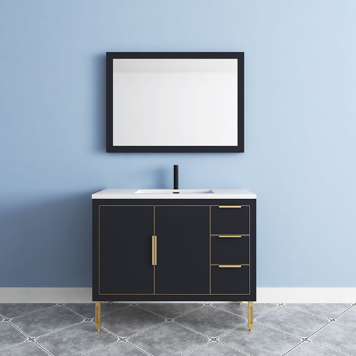 Maronite Freestanding Bathroom Vanity With Acrylic Sink Top, Doors & Drawers