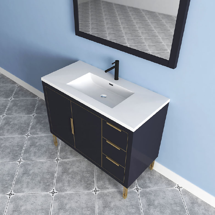 Maronite Freestanding Bathroom Vanity With Acrylic Sink Top, Doors & Drawers
