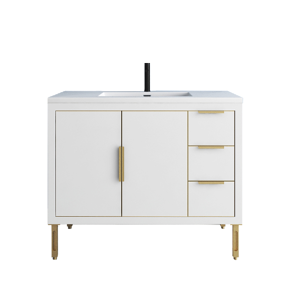 Maronite Freestanding Bathroom Vanity With Acrylic Sink Top, Doors & Drawers