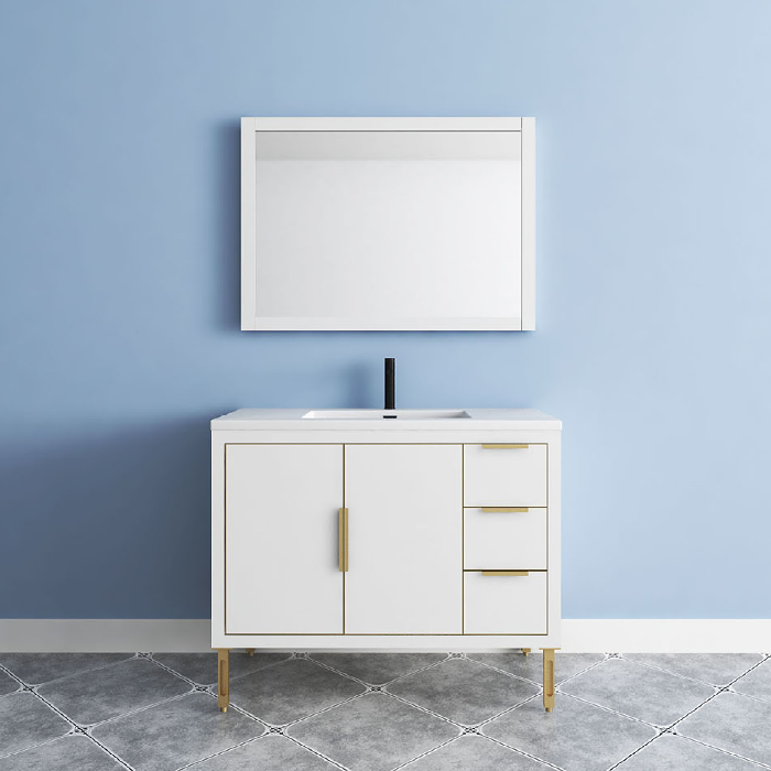 Maronite Freestanding Bathroom Vanity With Acrylic Sink Top, Doors & Drawers