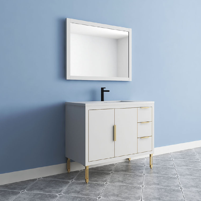 Maronite Freestanding Bathroom Vanity With Acrylic Sink Top, Doors & Drawers
