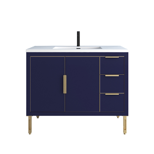 Maronite Freestanding Bathroom Vanity With Acrylic Sink Top, Doors & Drawers