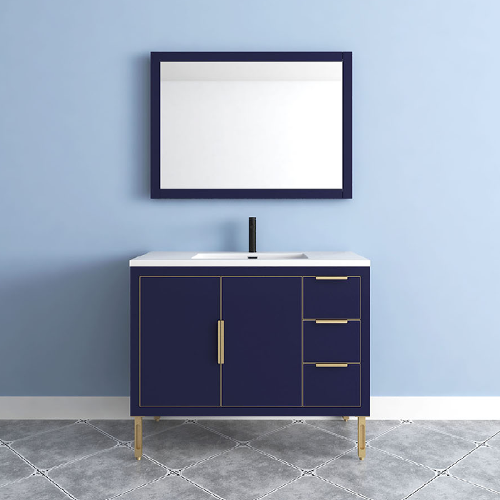 Maronite Freestanding Bathroom Vanity With Acrylic Sink Top, Doors & Drawers