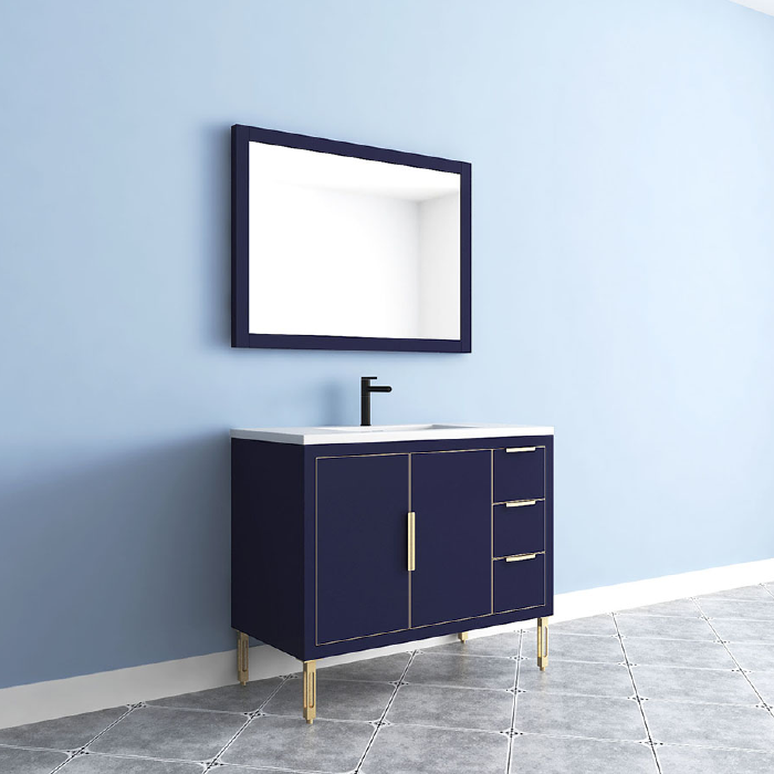 Maronite Freestanding Bathroom Vanity With Acrylic Sink Top, Doors & Drawers