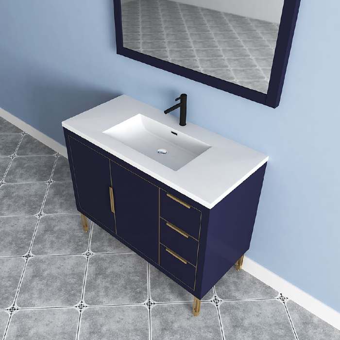 Maronite Freestanding Bathroom Vanity With Acrylic Sink Top, Doors & Drawers