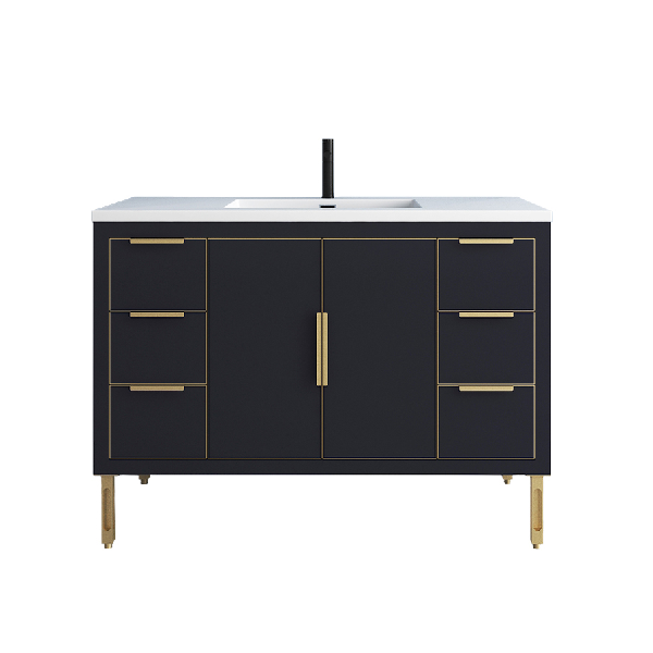 Maronite Freestanding Bathroom Vanity With Acrylic Sink Top, Doors & Drawers