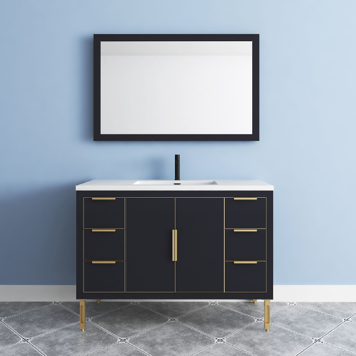 Maronite Freestanding Bathroom Vanity With Acrylic Sink Top, Doors & Drawers