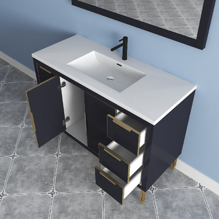 Maronite Freestanding Bathroom Vanity With Acrylic Sink Top, Doors & Drawers