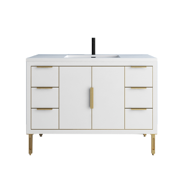 Maronite Freestanding Bathroom Vanity With Acrylic Sink Top, Doors & Drawers