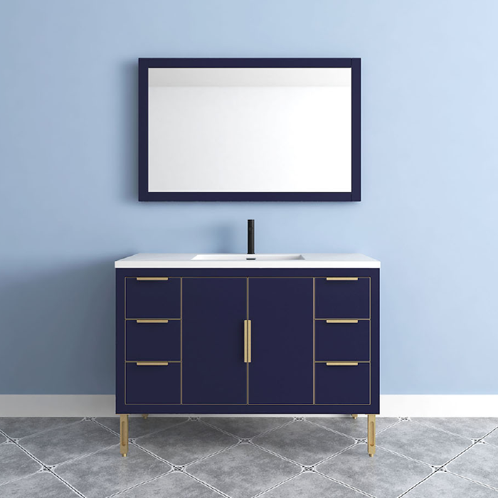 Maronite Freestanding Bathroom Vanity With Acrylic Sink Top, Doors & Drawers