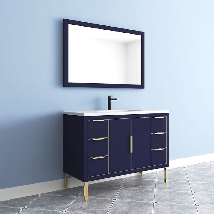 Maronite Freestanding Bathroom Vanity With Acrylic Sink Top, Doors & Drawers