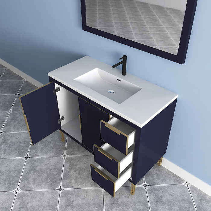 Maronite Freestanding Bathroom Vanity With Acrylic Sink Top, Doors & Drawers