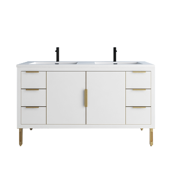 Maronite Freestanding Bathroom Vanity With Acrylic Sink Top, Doors & Drawers