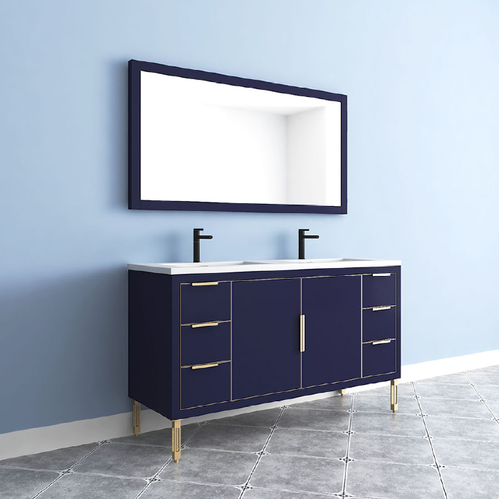 Maronite Freestanding Bathroom Vanity With Acrylic Sink Top, Doors & Drawers