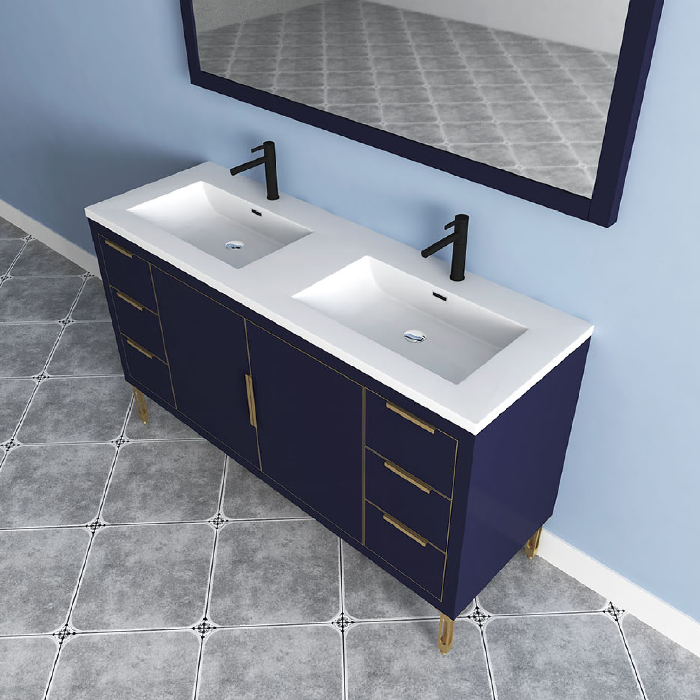 Maronite Freestanding Bathroom Vanity With Acrylic Sink Top, Doors & Drawers