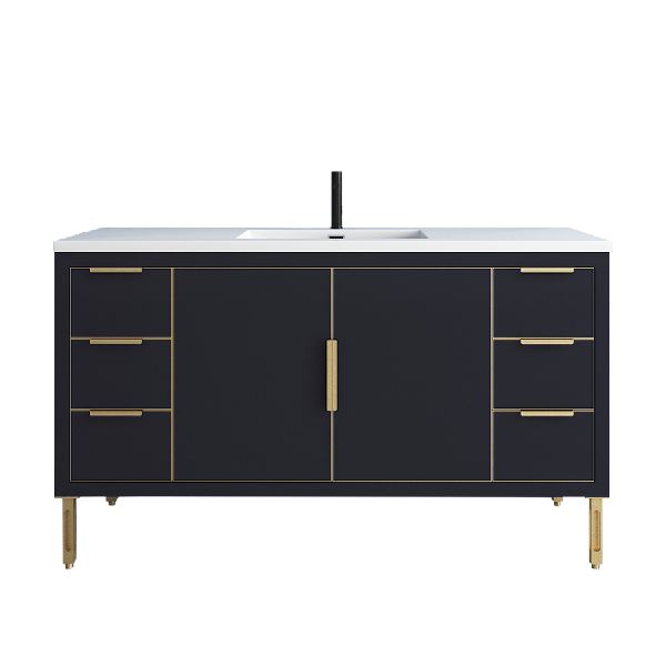 Maronite Freestanding Bathroom Vanity With Acrylic Sink Top, Doors & Drawers