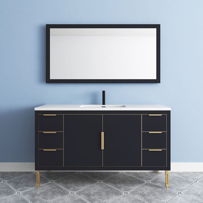 Maronite Freestanding Bathroom Vanity With Acrylic Sink Top, Doors & Drawers