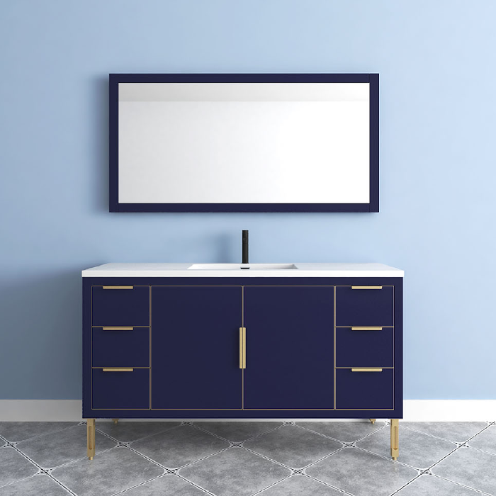 Maronite Freestanding Bathroom Vanity With Acrylic Sink Top, Doors & Drawers