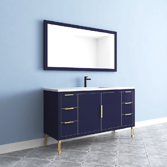Maronite Freestanding Bathroom Vanity With Acrylic Sink Top, Doors & Drawers
