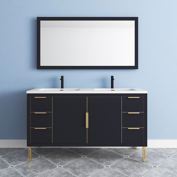 Maronite Freestanding Bathroom Vanity With Acrylic Sink Top, Doors & Drawers