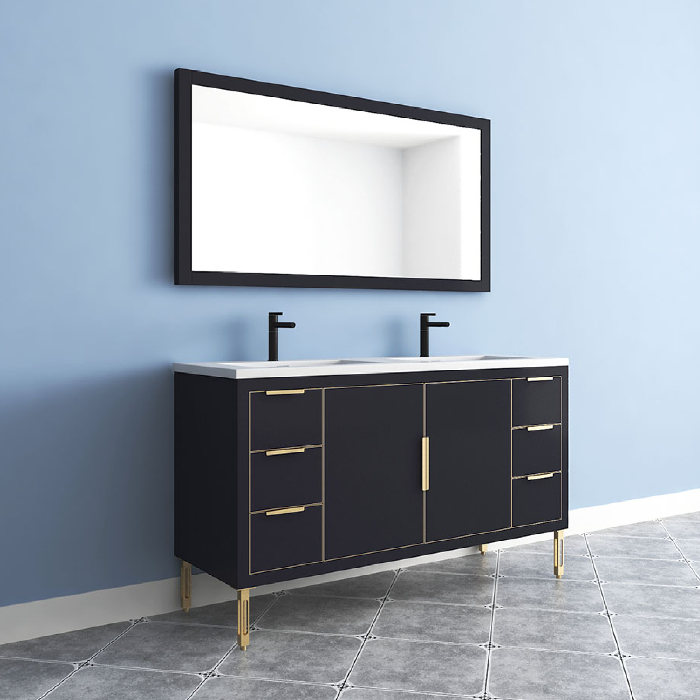 Maronite Freestanding Bathroom Vanity With Acrylic Sink Top, Doors & Drawers