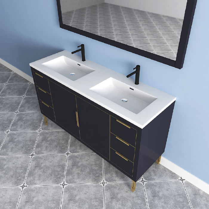 Maronite Freestanding Bathroom Vanity With Acrylic Sink Top, Doors & Drawers