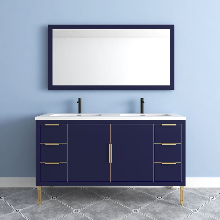 Maronite Freestanding Bathroom Vanity With Acrylic Sink Top, Doors & Drawers