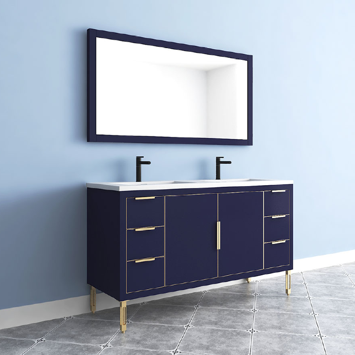 Maronite Freestanding Bathroom Vanity With Acrylic Sink Top, Doors & Drawers